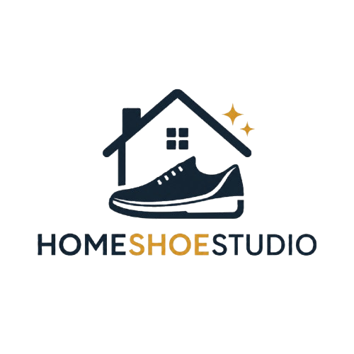 Logo HOME SHOESTUDIO dengan ikon rumah dan sneaker